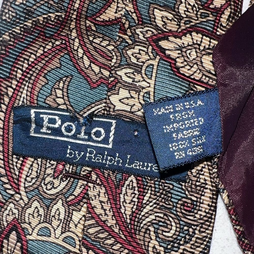 Ralph Lauren Polo Paisley Handmade Silk Tie - Picture 2 of 4